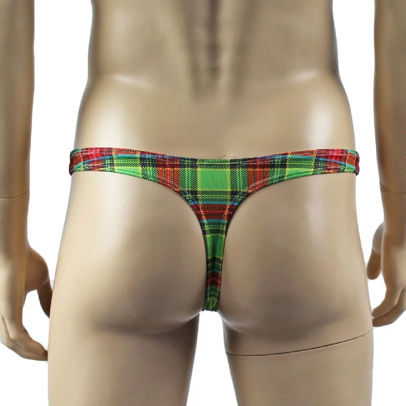 mens-plaid-tartan-sexy-mini-thong-white-sexy-garterbelt-set-green-and-red