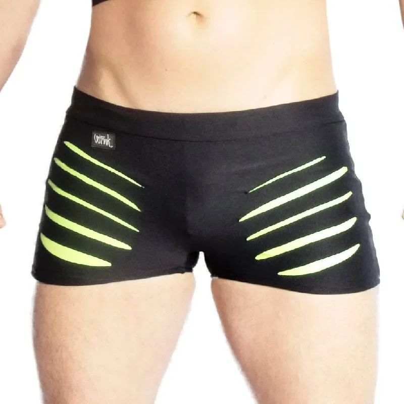 Men's Slash Shorts - Black / Apple Green