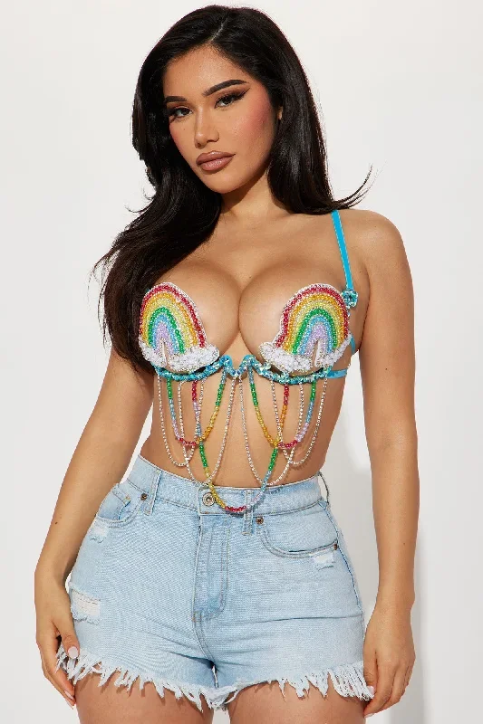 Over The Rainbow Hand Beaded Underwire Festival Bra - Multi Color