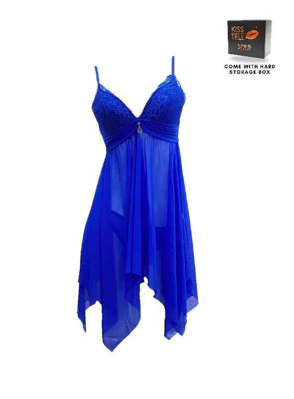 Premium Elvira Lingerie Corset Night Gown Nighties Teddy in Blue