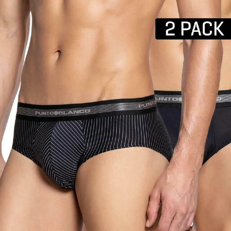 Punto Blanco Pack Of 2 Brief Supreme 2 Briefs Lined & Black 33493 Tab