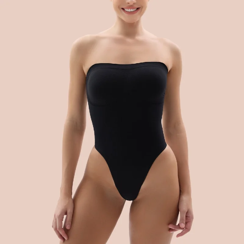 SHAPERX Strapless Bodysuit Tummy Control Seamless Thong Shapewear with Removable Straps