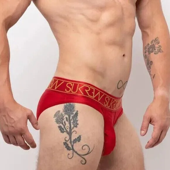 SUKREW Classic Briefs High-Cut Contoured Pouch Shiny Ruby Red Brief 5