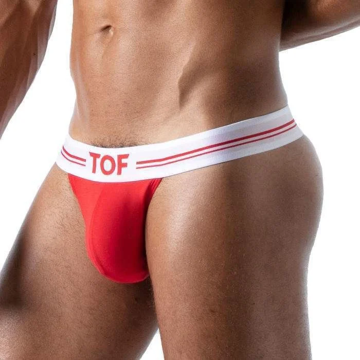 TOF PARIS Thong FRENCH Deep Lined Stretch Cotton Jersey Red 31