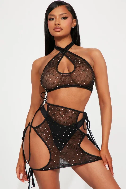 Weekend In The Desert Rhinestone 3 Piece Dance Set - Black