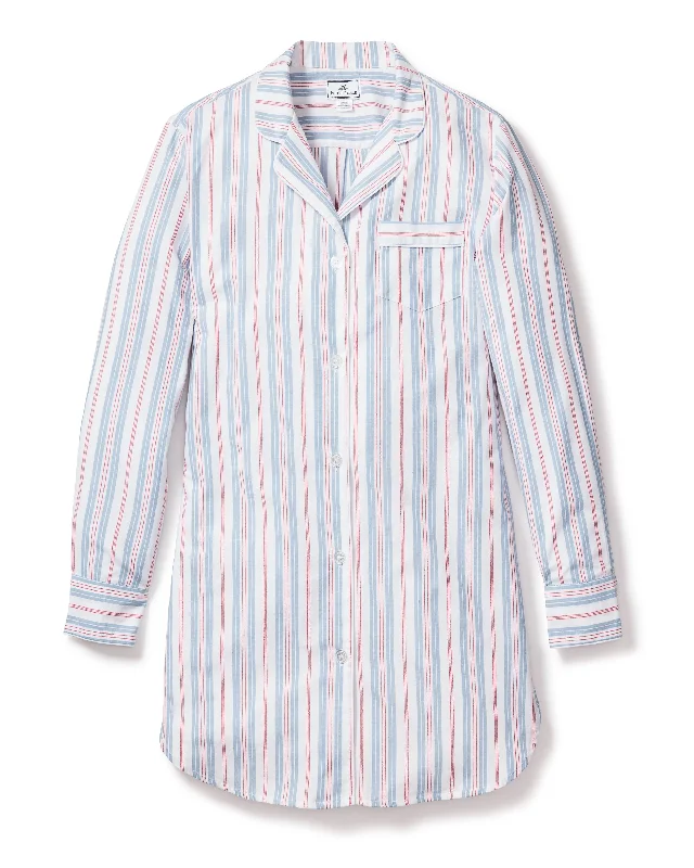 Women's Twill Nightshirt in Vintage French Stripes