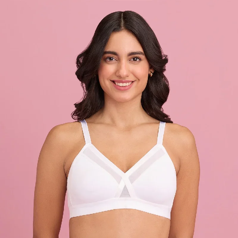 X-Frame Cotton Support Bra-White NYB191